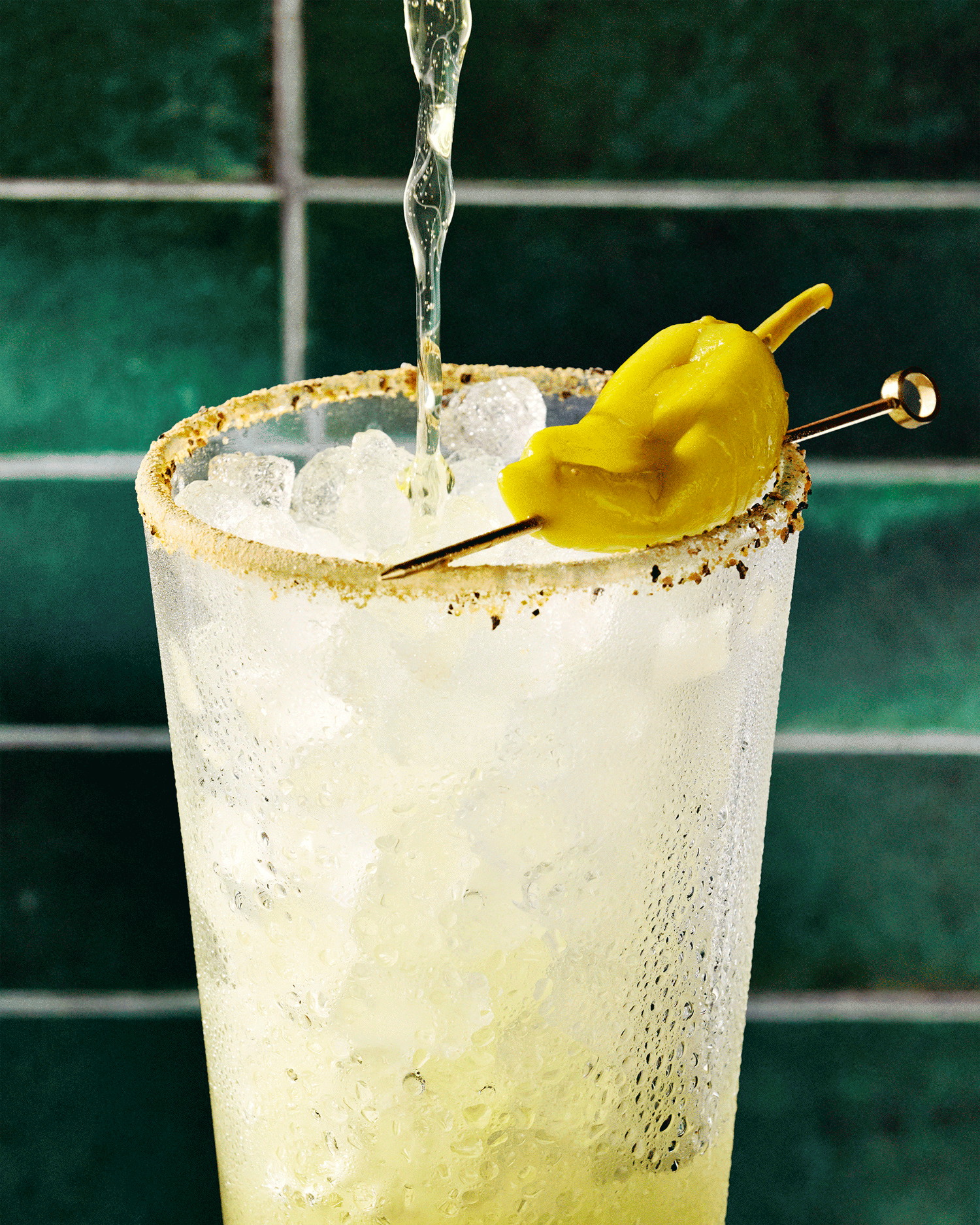 Soda being poured into a glass